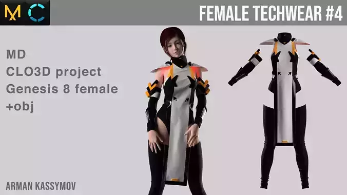 Female TechWear 4 Marvelous Designer Project 3D model