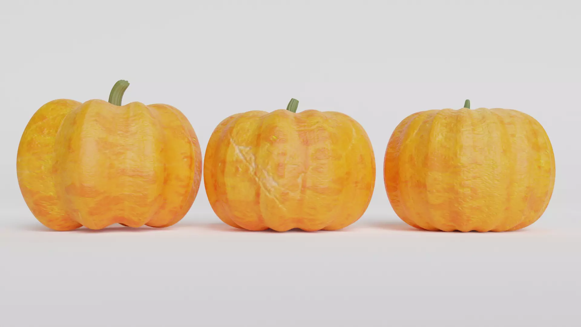 Pumpkin three orange pumpkins Low-poly 3D model_0