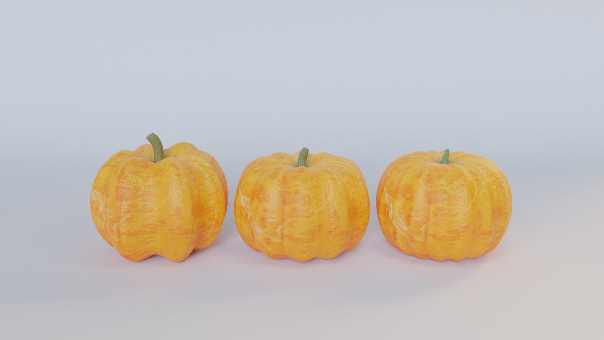 Pumpkin three orange pumpkins Low-poly 3D model_2