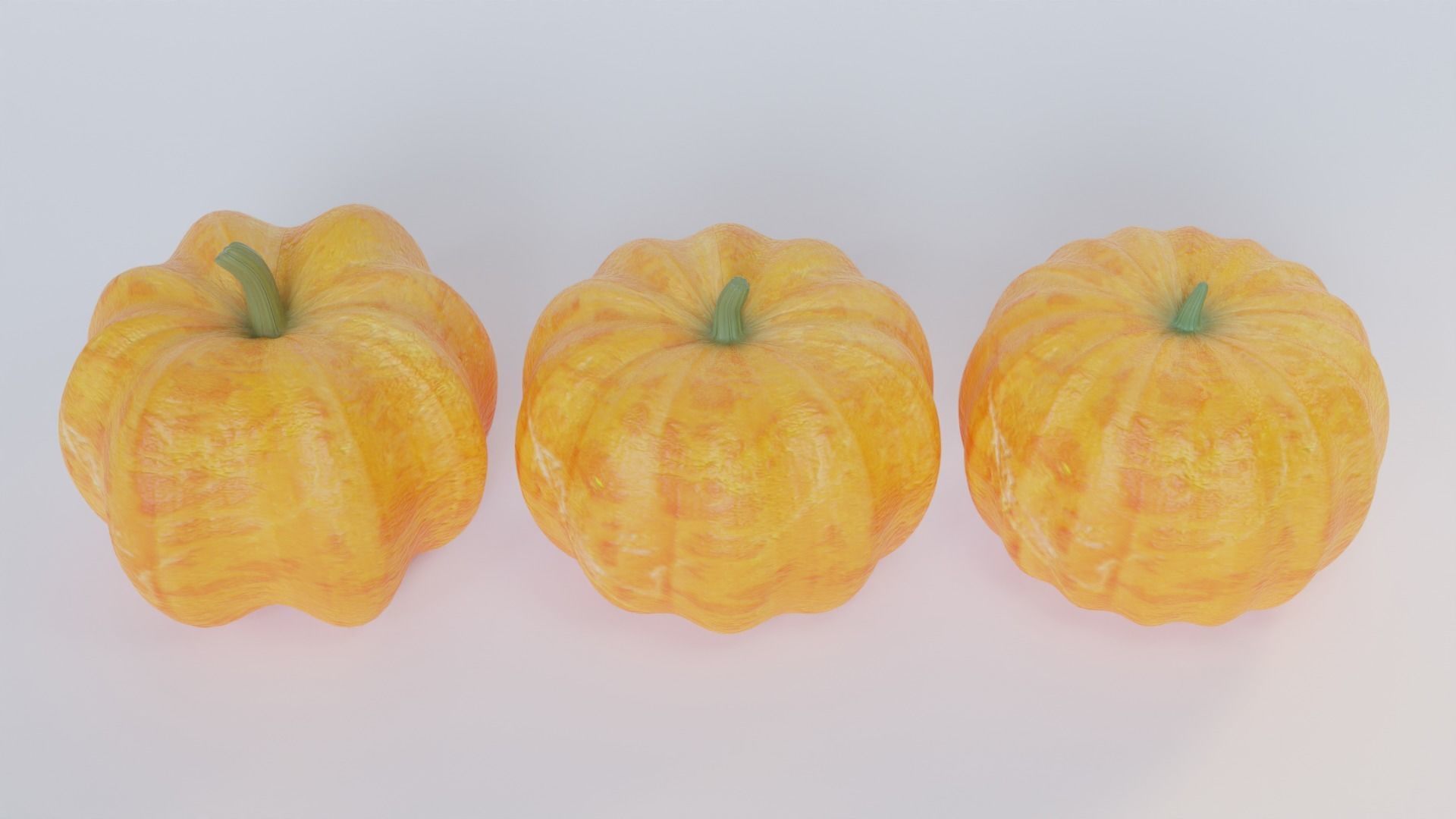 Pumpkin three orange pumpkins Low-poly 3D model_4