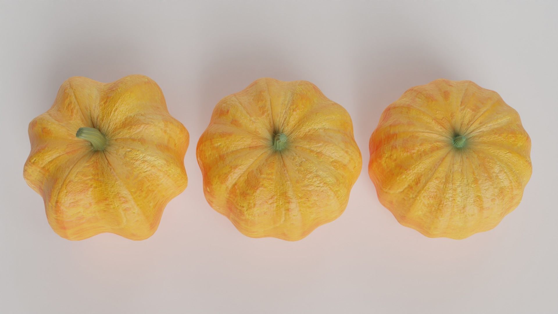 Pumpkin three orange pumpkins Low-poly 3D model_3