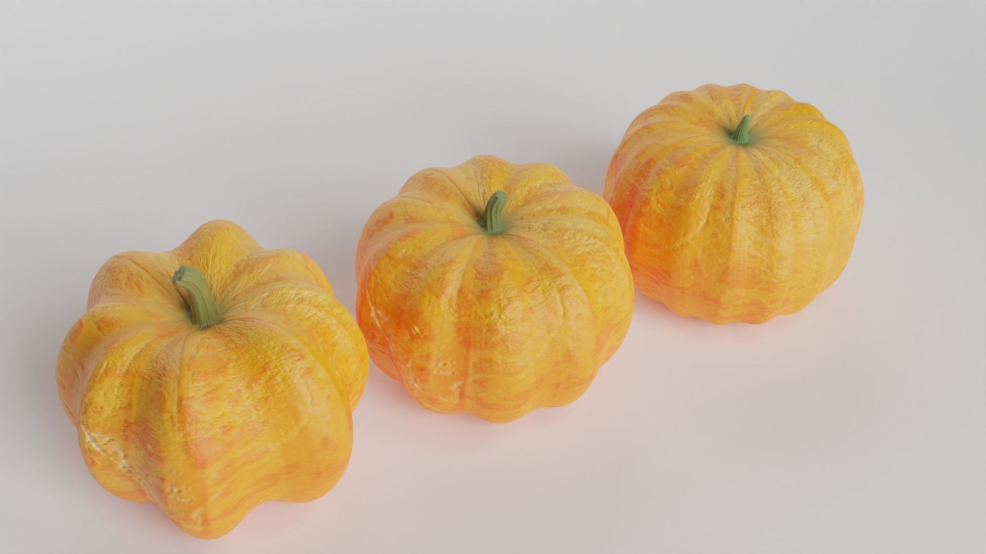 Pumpkin three orange pumpkins Low-poly 3D model_1