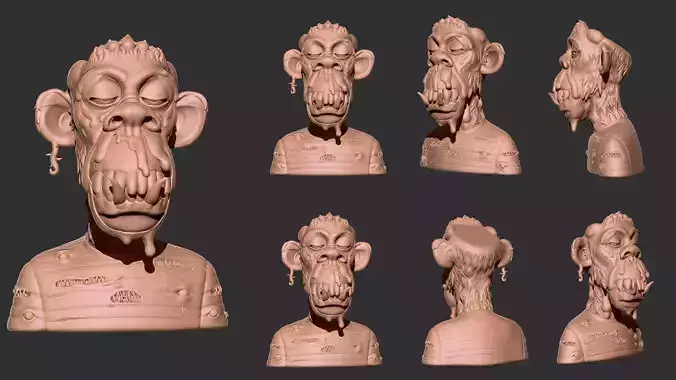 ape nft character 3D print model