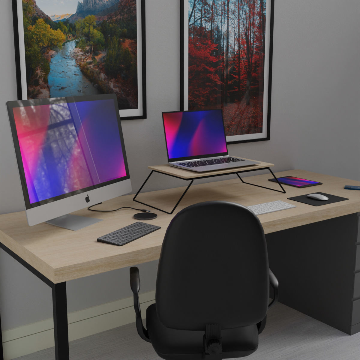 Apple Computer Desk by Nikdox 3D model_3