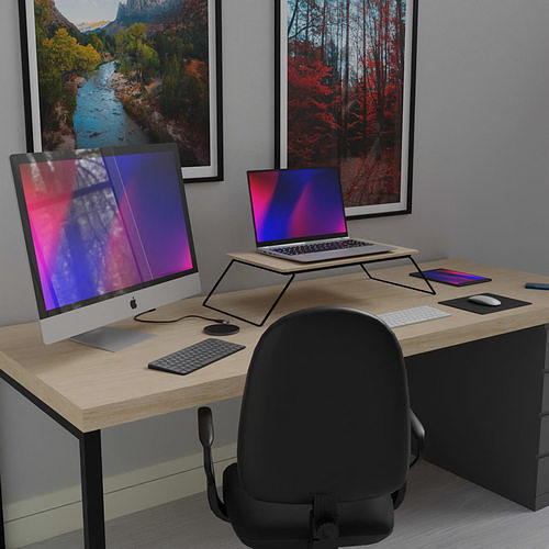 Apple Computer Desk by Nikdox 3D model 4