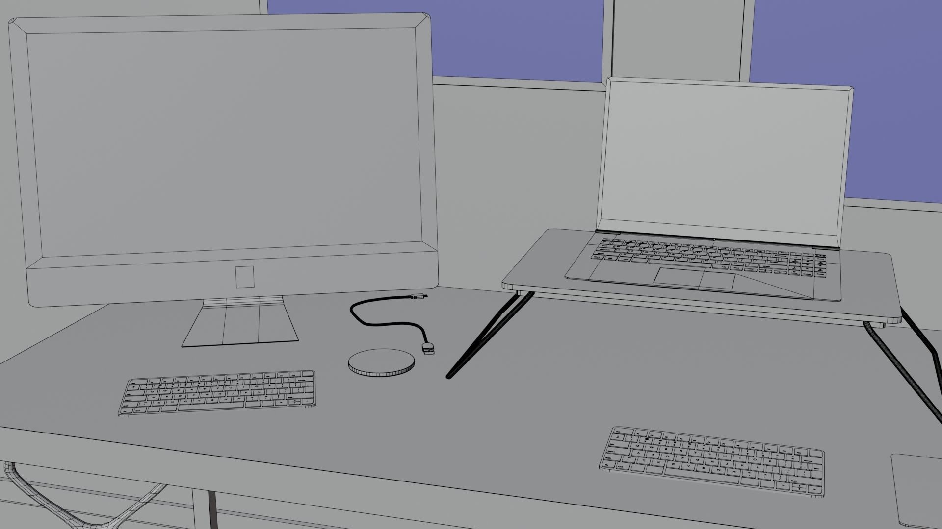 Apple Computer Desk by Nikdox 3D model_15