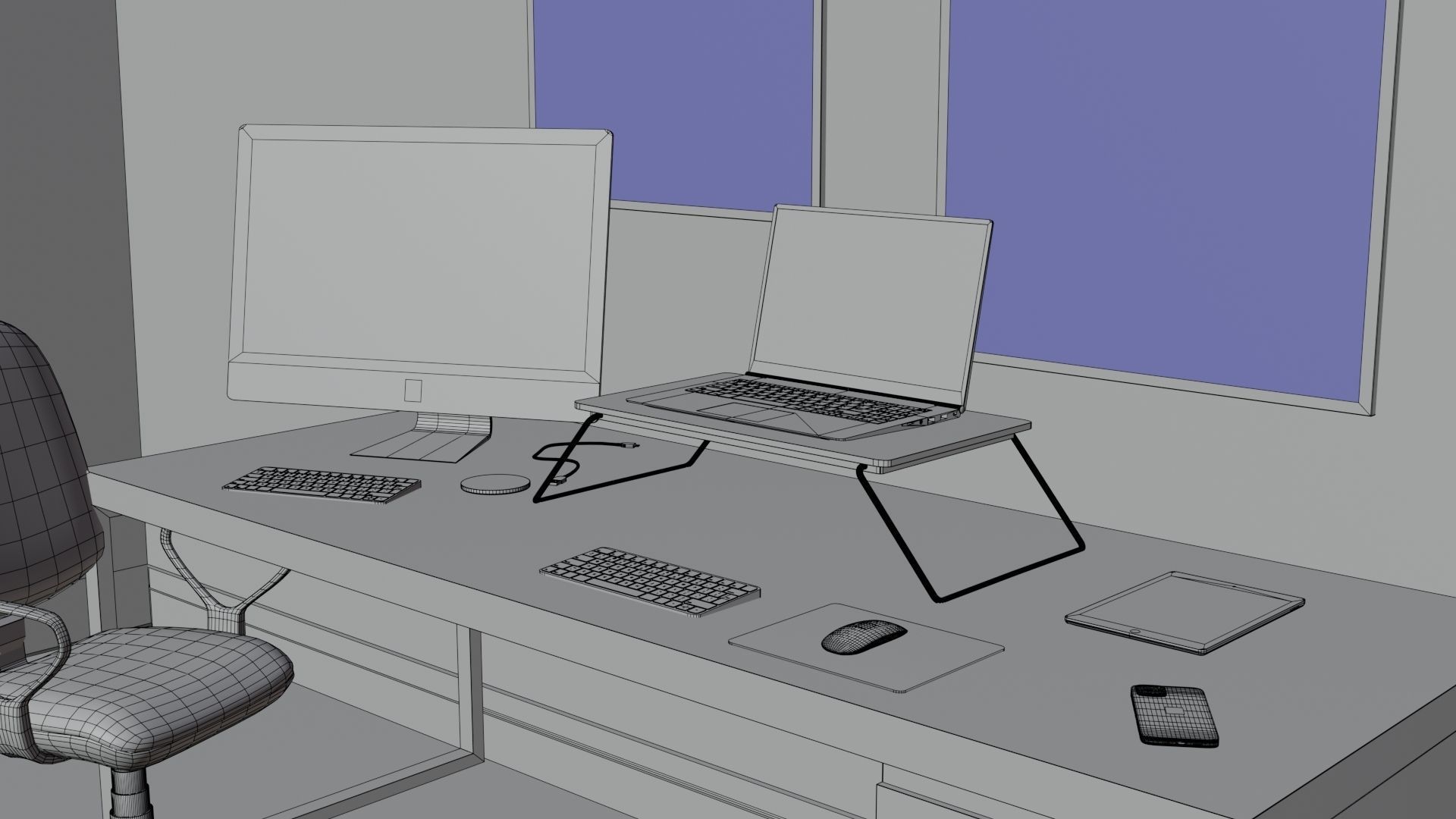 Apple Computer Desk by Nikdox 3D model_14