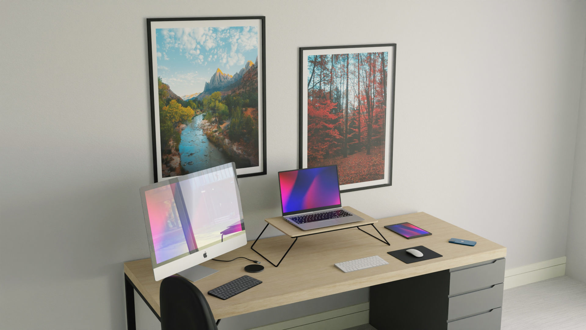 Apple Computer Desk by Nikdox 3D model_2