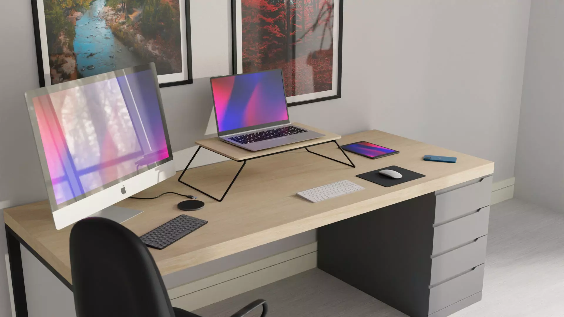 Apple Computer Desk by Nikdox 3D model_0