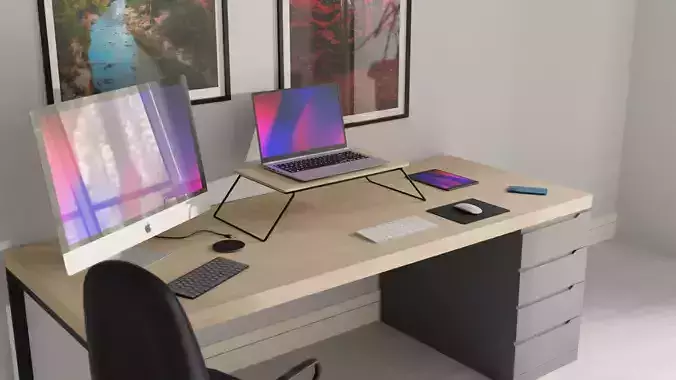 Apple Computer Desk by Nikdox 3D model