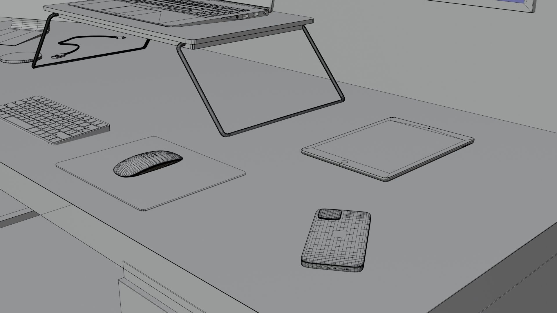 Apple Computer Desk by Nikdox 3D model_13