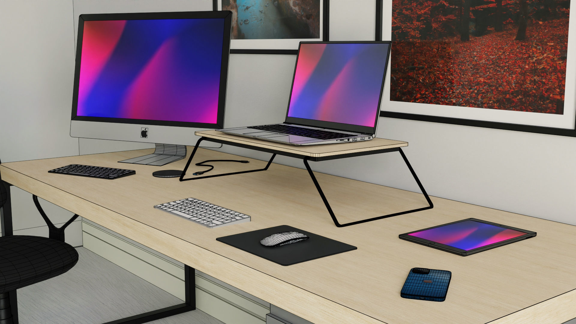 Apple Computer Desk by Nikdox 3D model_11