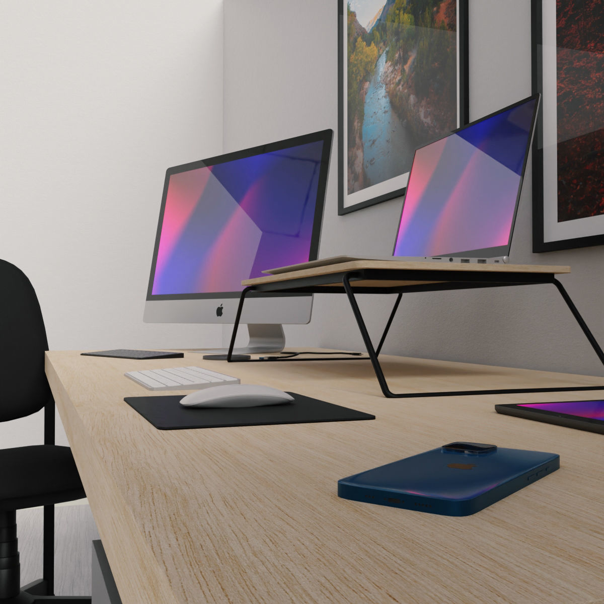 Apple Computer Desk by Nikdox 3D model_1