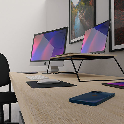 Apple Computer Desk by Nikdox 3D model 2