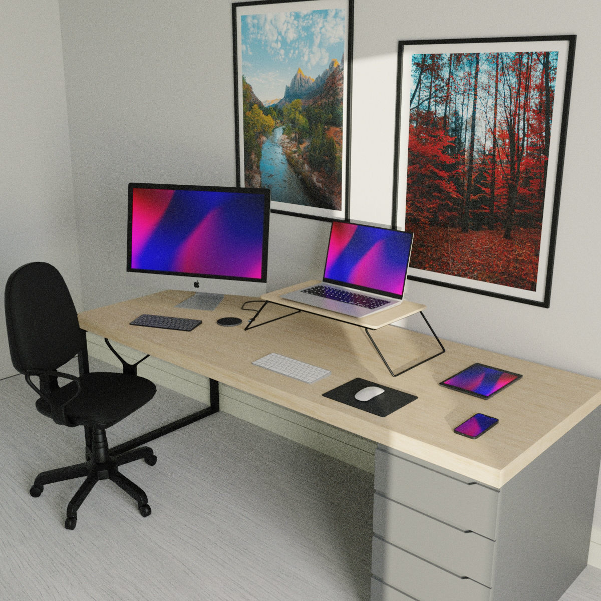 Apple Computer Desk by Nikdox 3D model_9