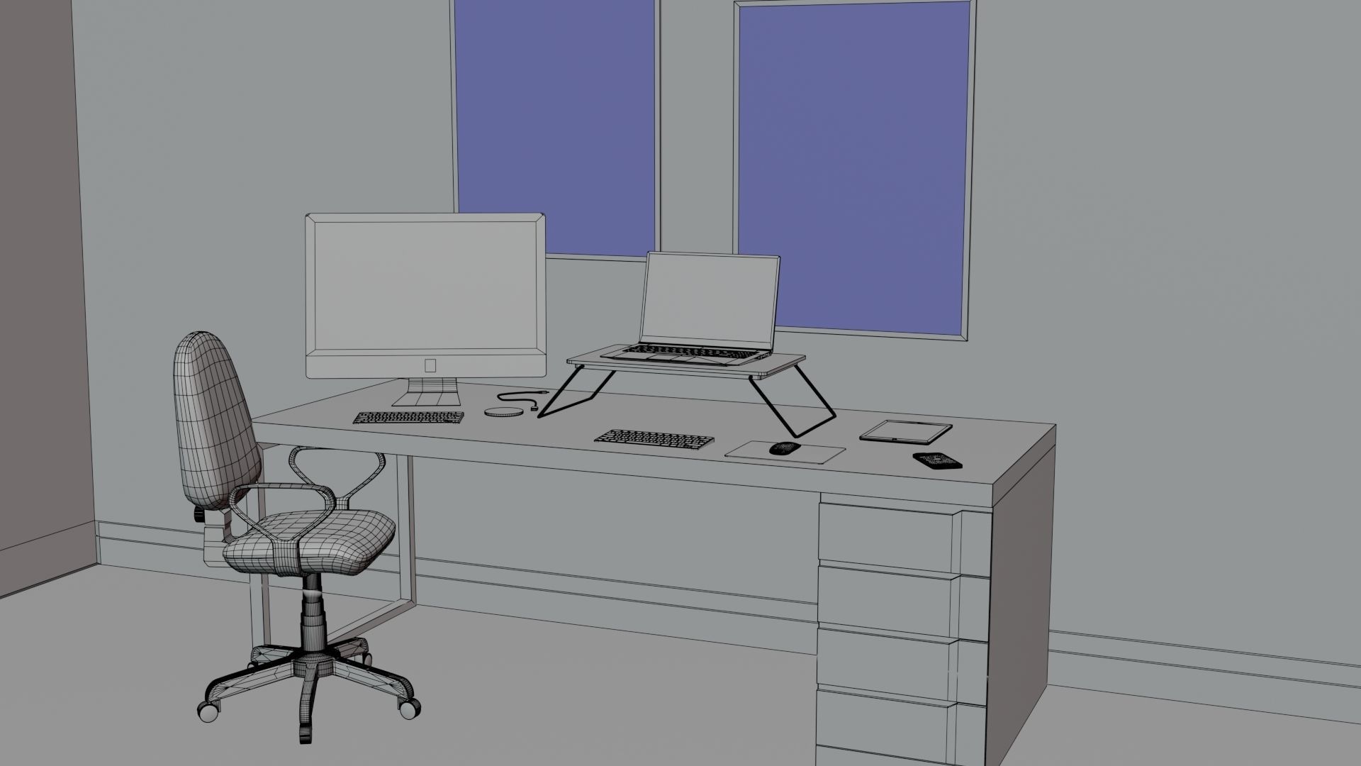 Apple Computer Desk by Nikdox 3D model_12