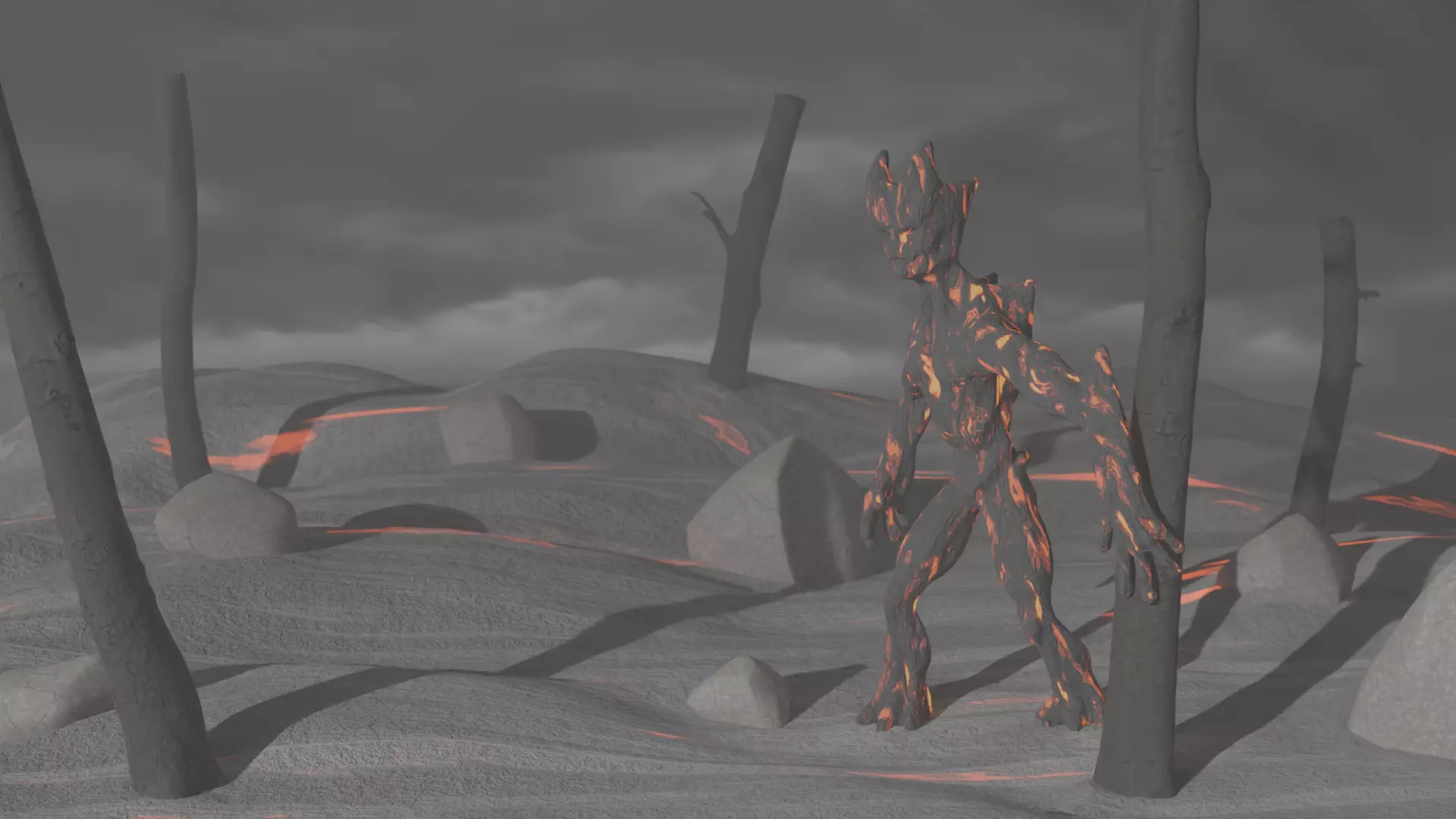 Lava giant guardian low poly Low-poly 3D model_0