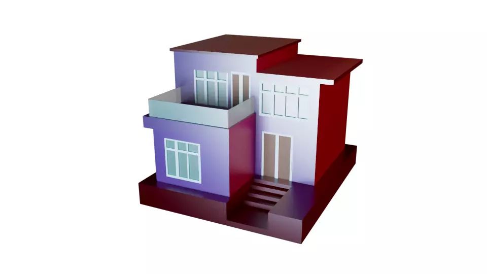 Cartoon House Free low-poly 3D model_0