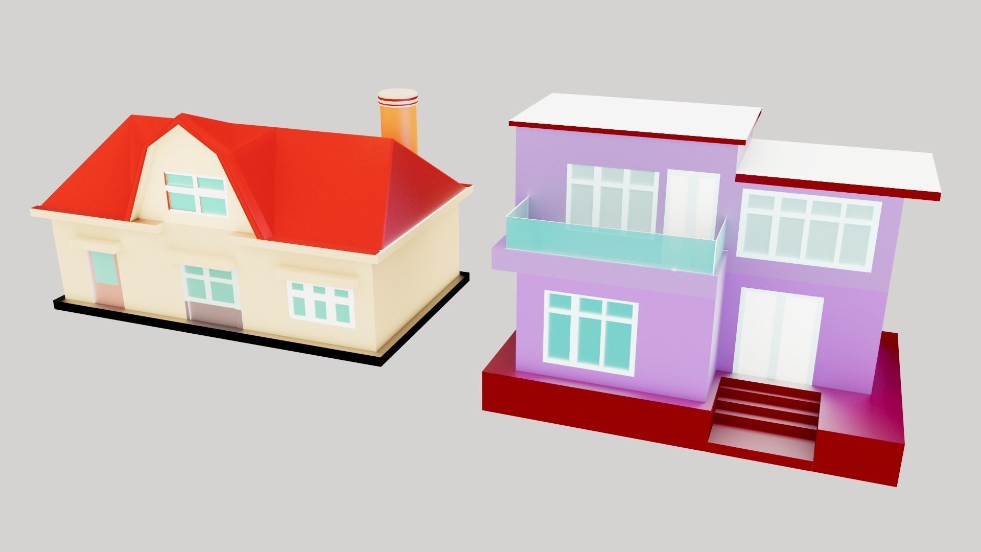 Cartoon House Free low-poly 3D model_1