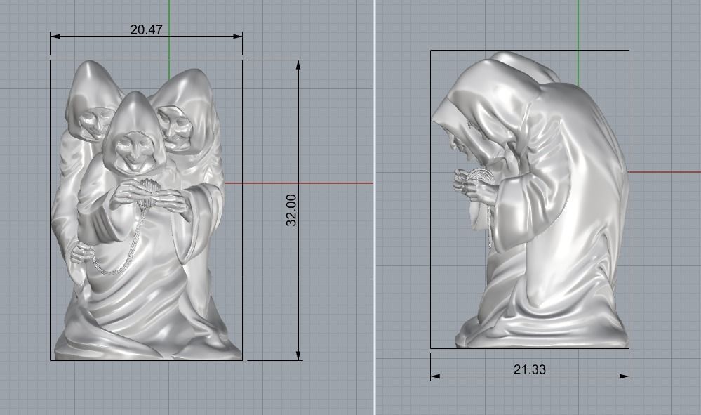 Chess figurine three sisters 3D print model_4