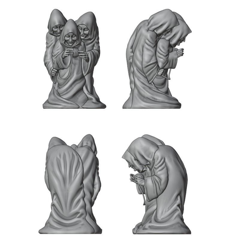 Chess figurine three sisters 3D print model_2