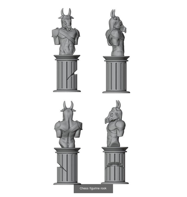 Chess figurines set of 6 3D Model Collection_1