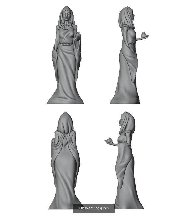 Chess figurines set of 6 3D Model Collection_5