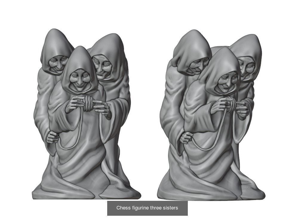 Chess figurines set of 6 3D Model Collection_6