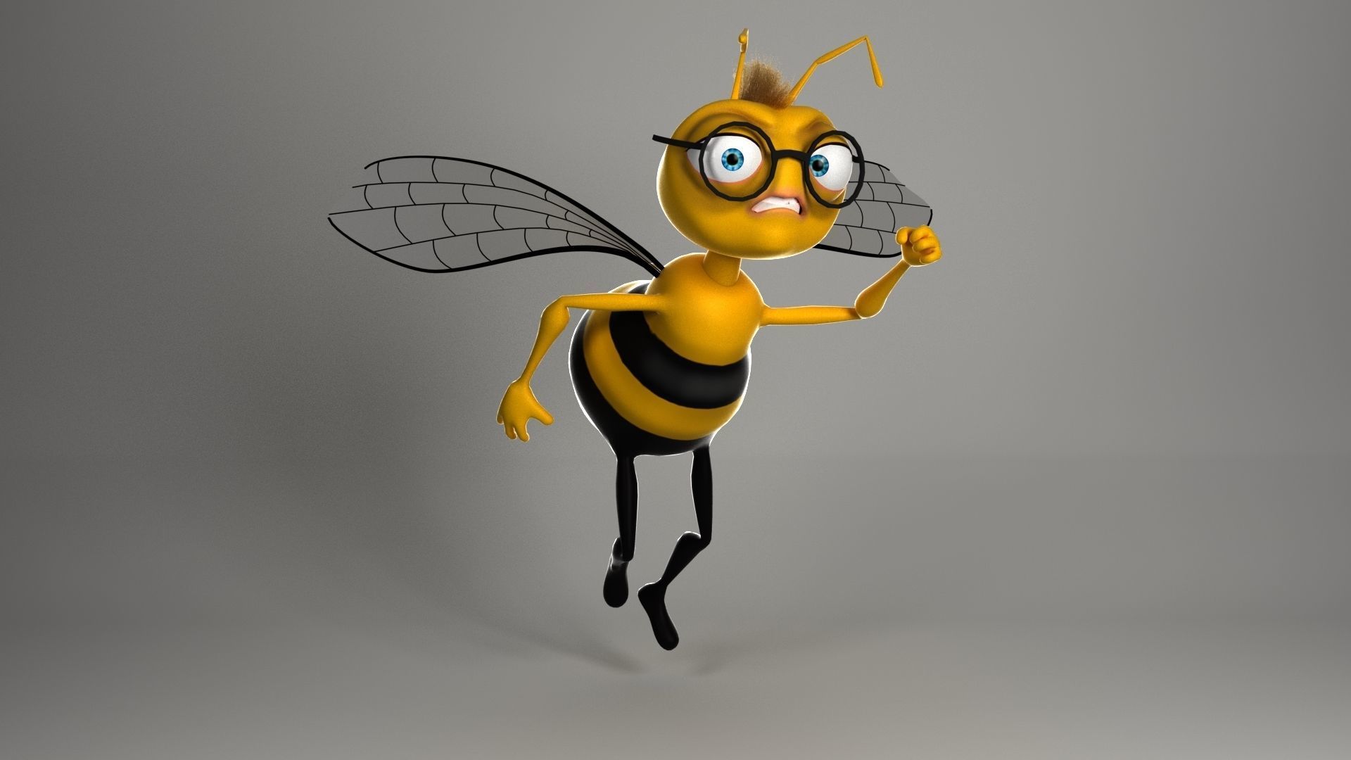Cartoon Bee Low-poly 3D model_9