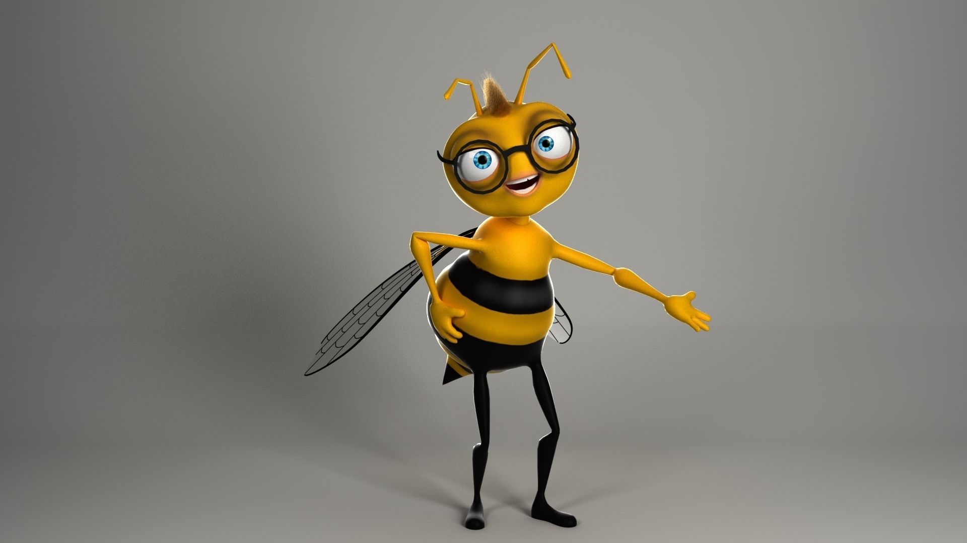 Cartoon Bee Low-poly 3D model_8