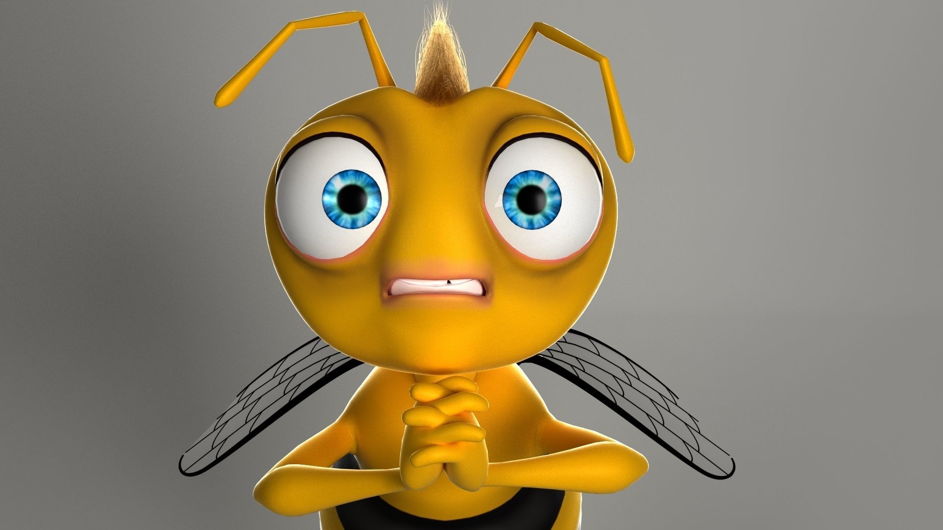 Cartoon Bee Low-poly 3D model_2
