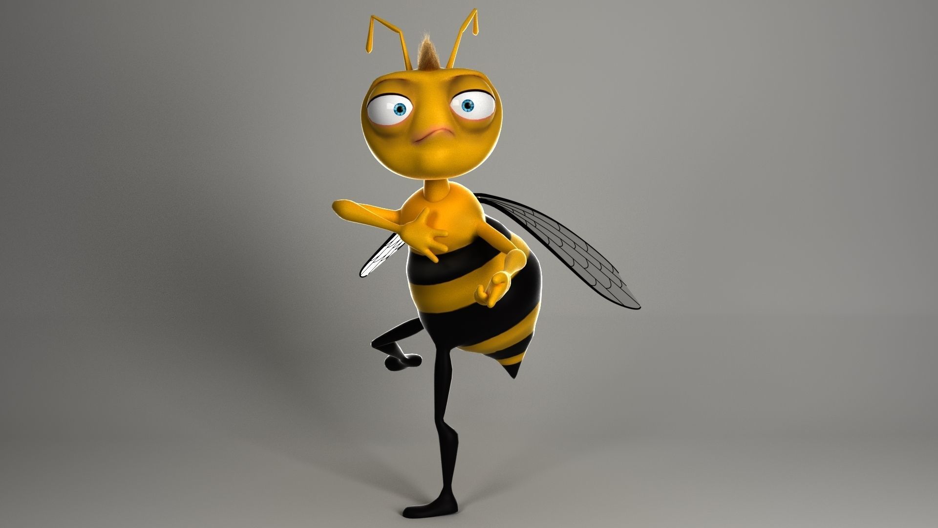 Cartoon Bee Low-poly 3D model_12