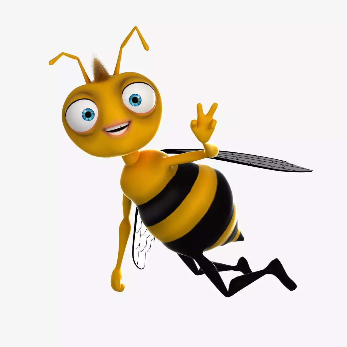 Cartoon Bee Low-poly 3D model_0