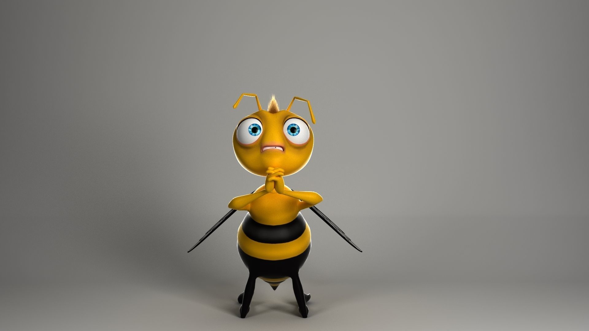 Cartoon Bee Low-poly 3D model_4