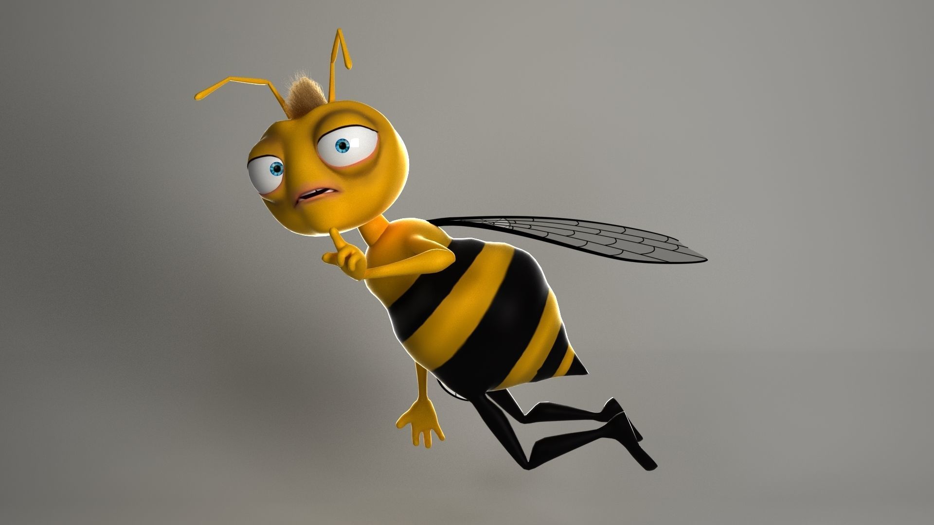 Cartoon Bee Low-poly 3D model_11