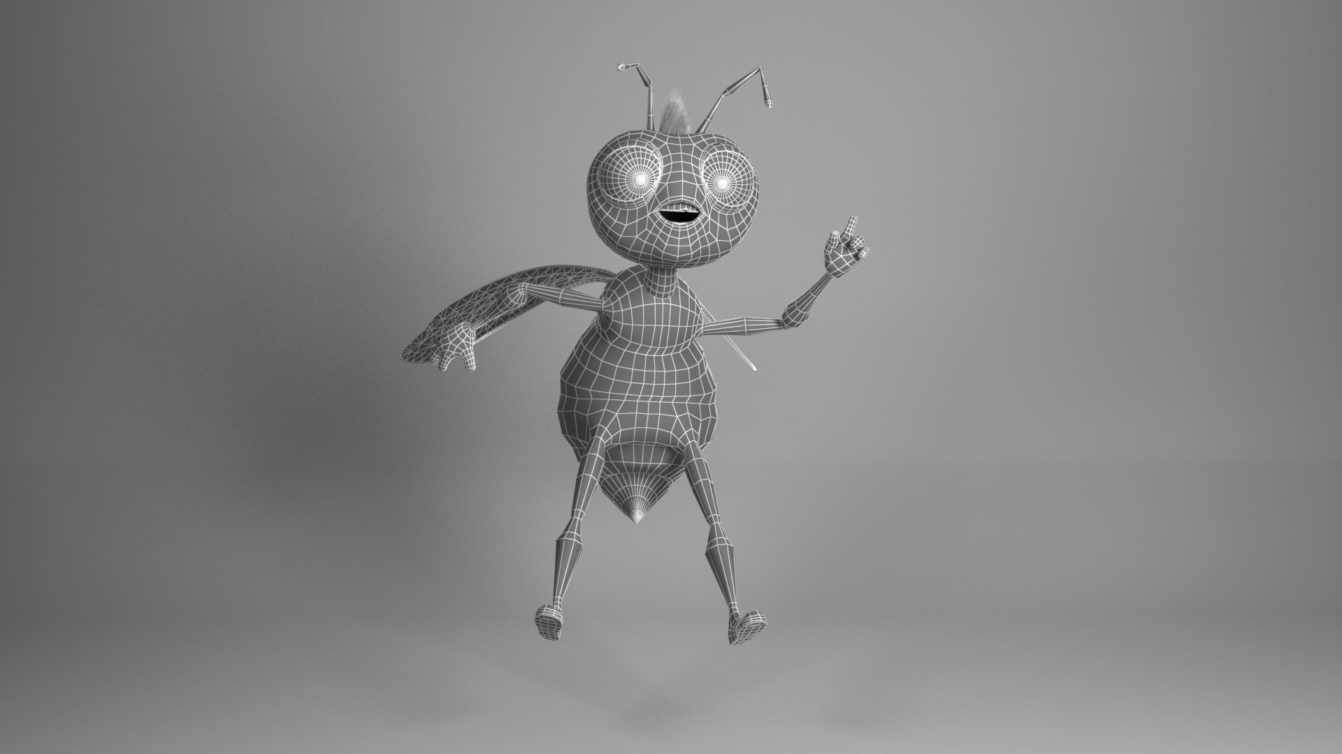 Cartoon Bee Low-poly 3D model_10