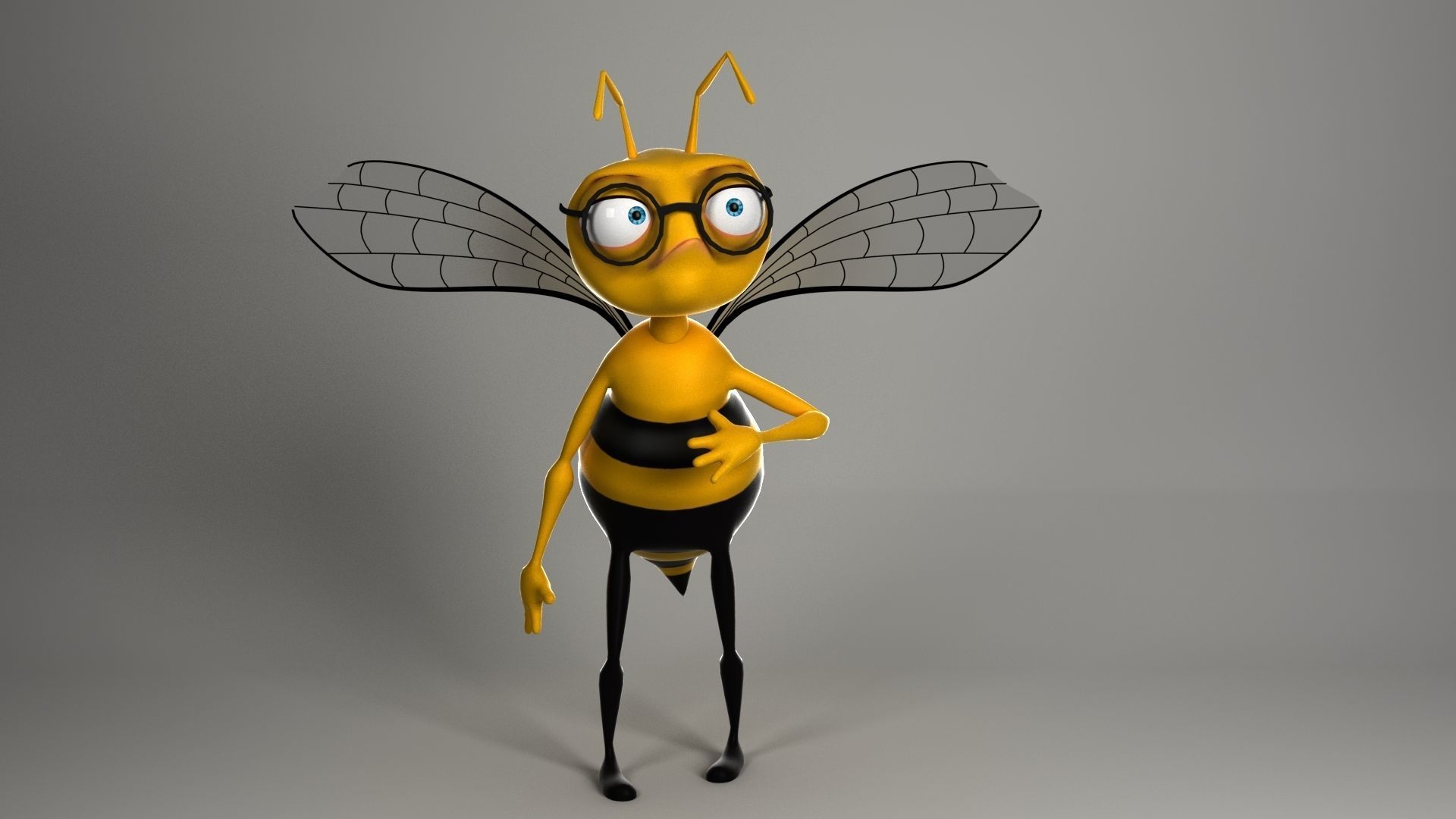 Cartoon Bee Low-poly 3D model_7