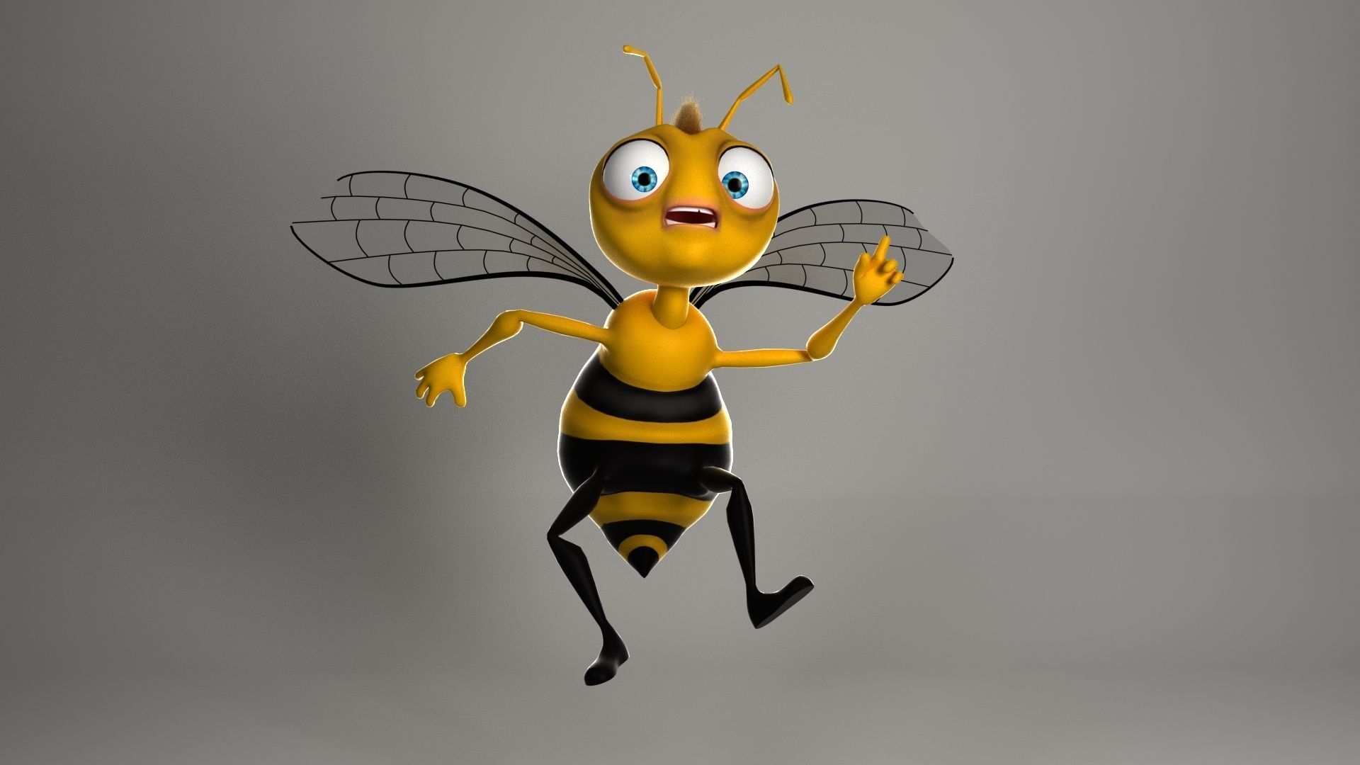 Cartoon Bee Low-poly 3D model_3