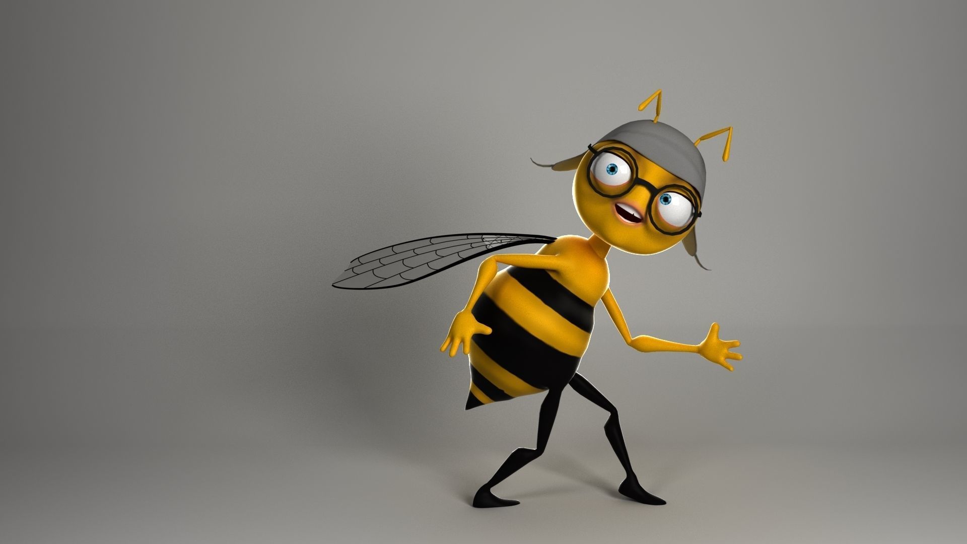 Cartoon Bee Low-poly 3D model_6