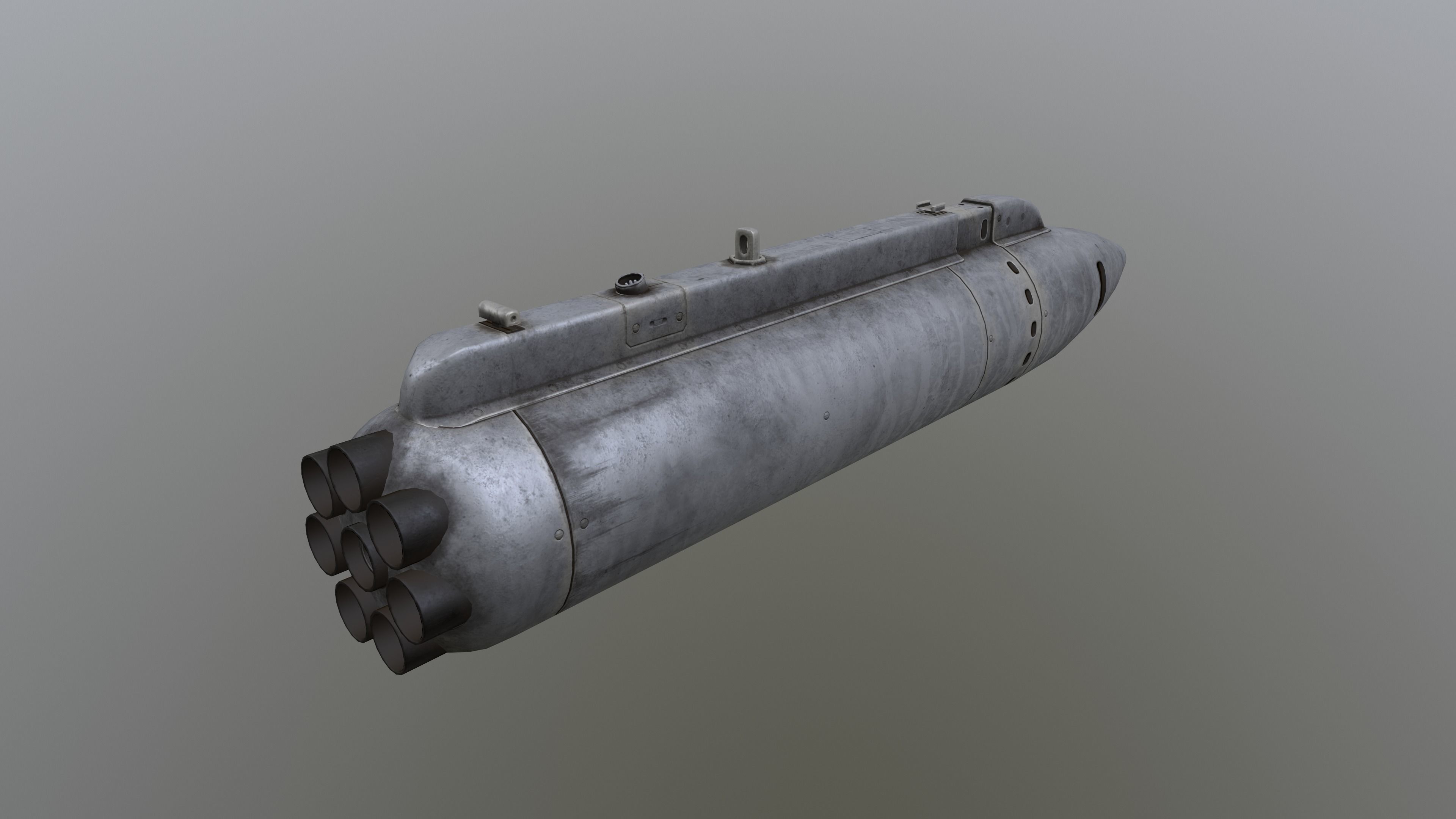 Game ready ORO-57K launcher unguided rockets Low-poly 3D model Low-poly 3D model_6