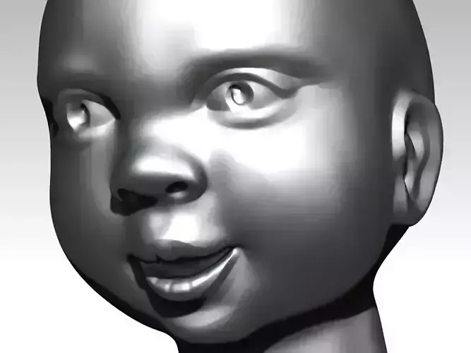 Baby child doll head 3D print model