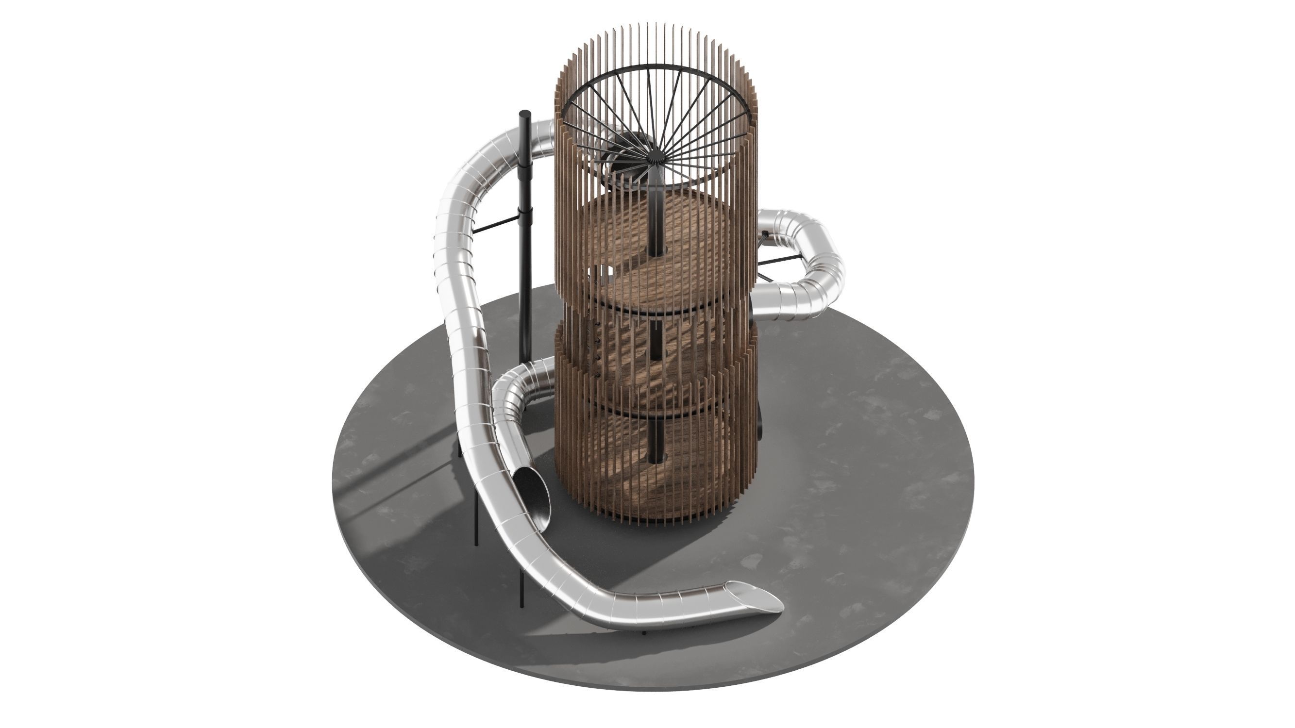 Playground 6 tower with pipe in middle 3D model_8
