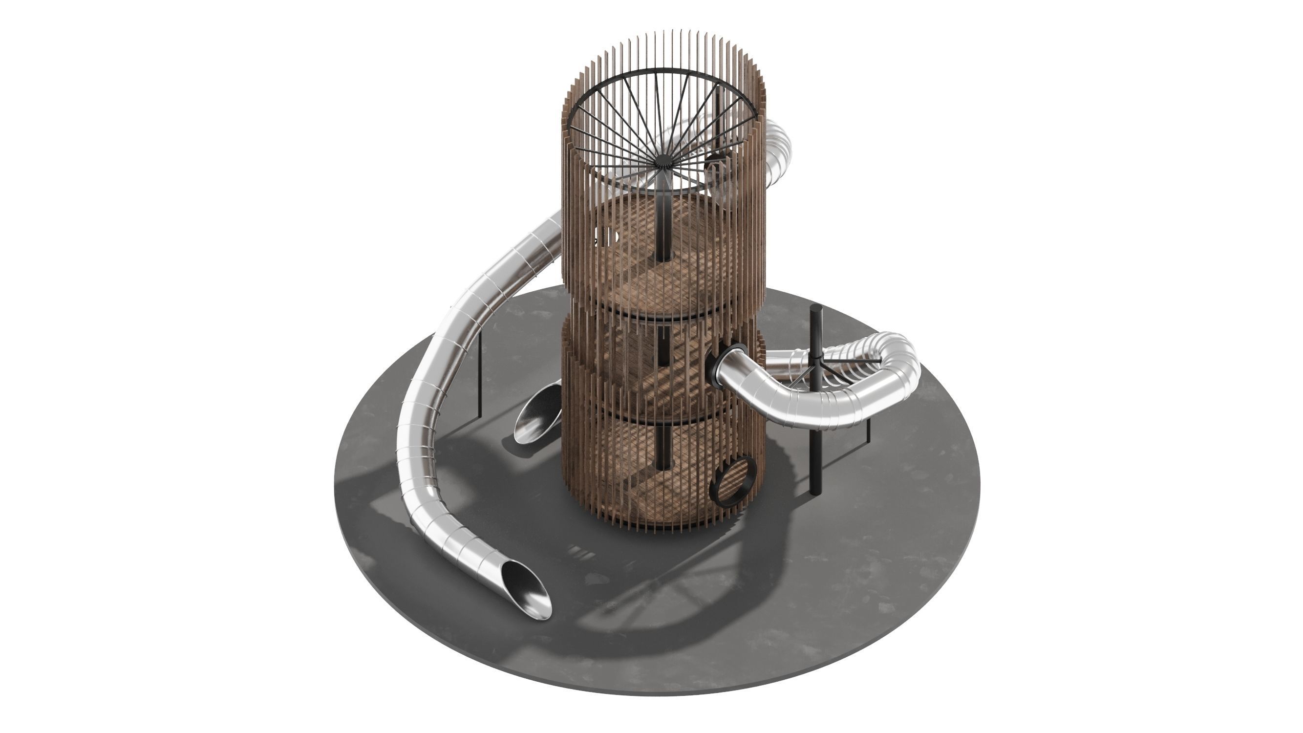 Playground 6 tower with pipe in middle 3D model_4