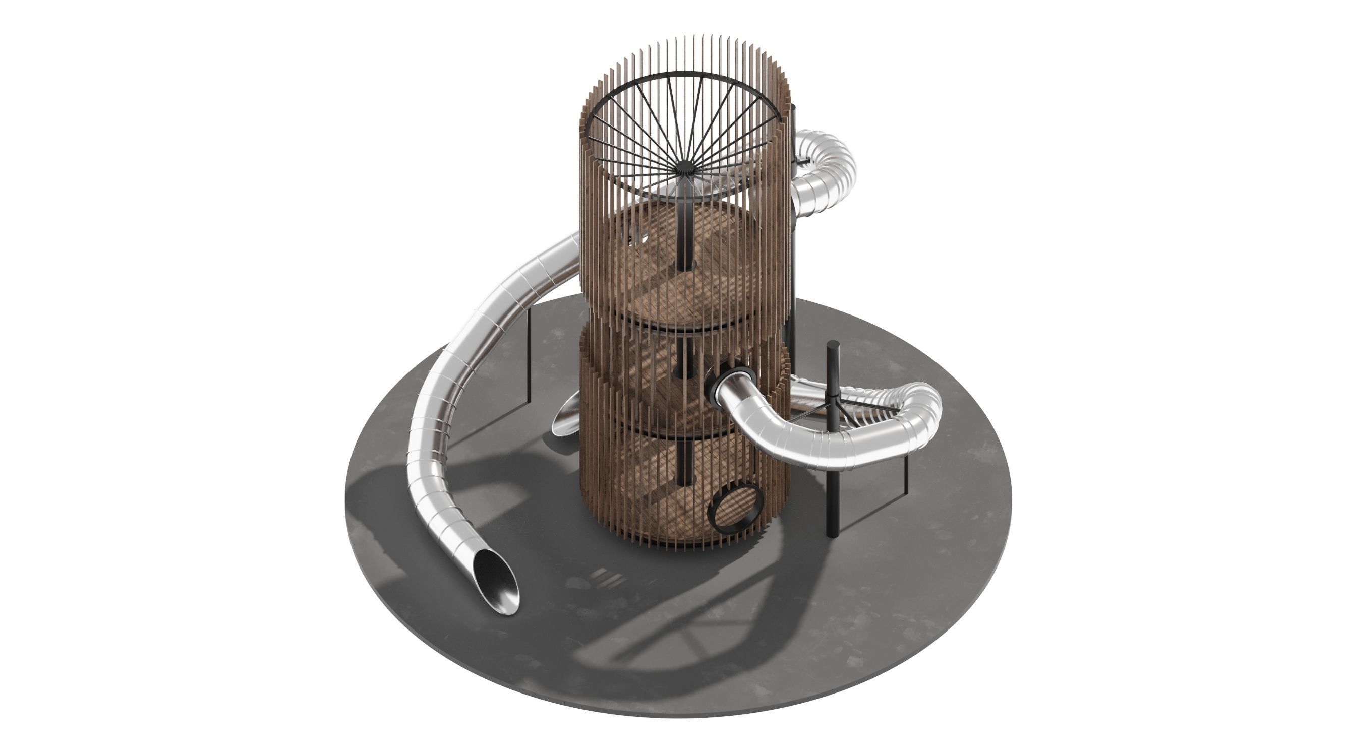 Playground 6 tower with pipe in middle 3D model_3