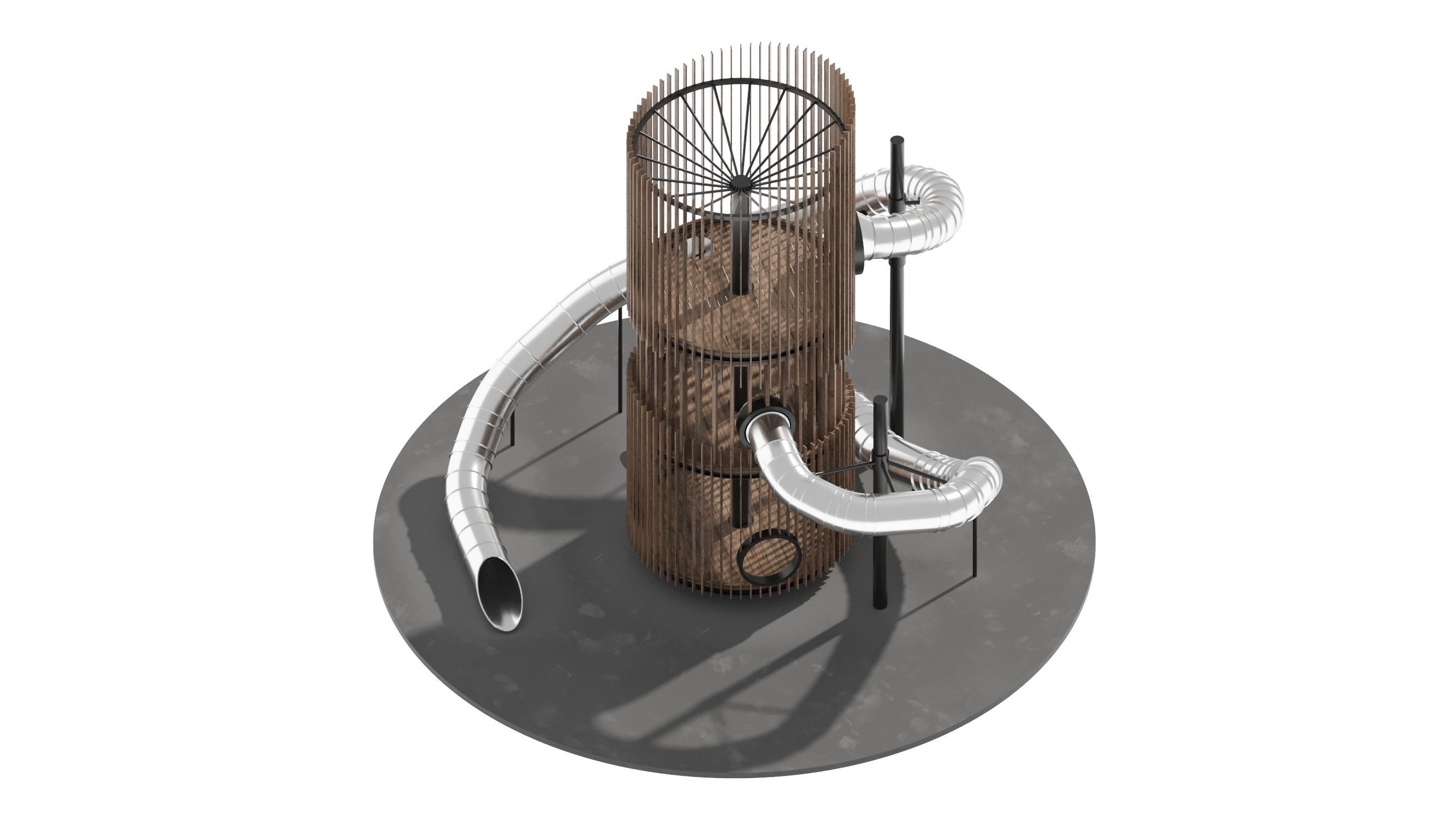 Playground 6 tower with pipe in middle 3D model_2