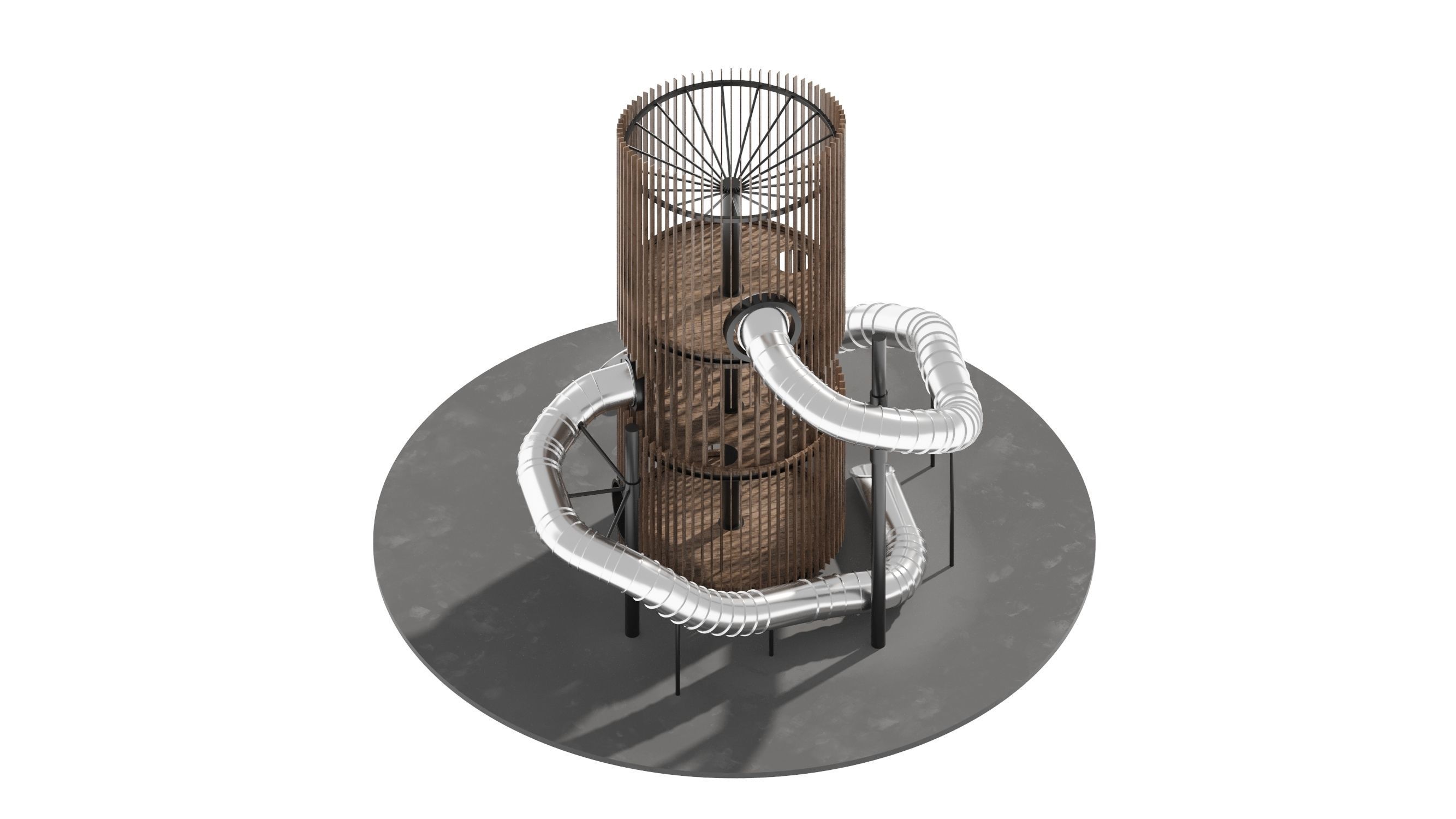 Playground 6 tower with pipe in middle 3D model_20