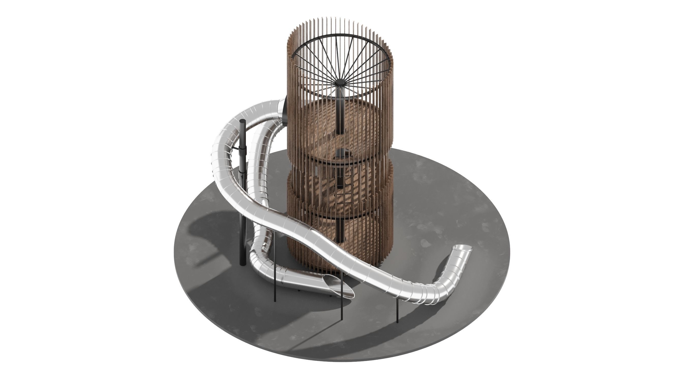 Playground 6 tower with pipe in middle 3D model_12