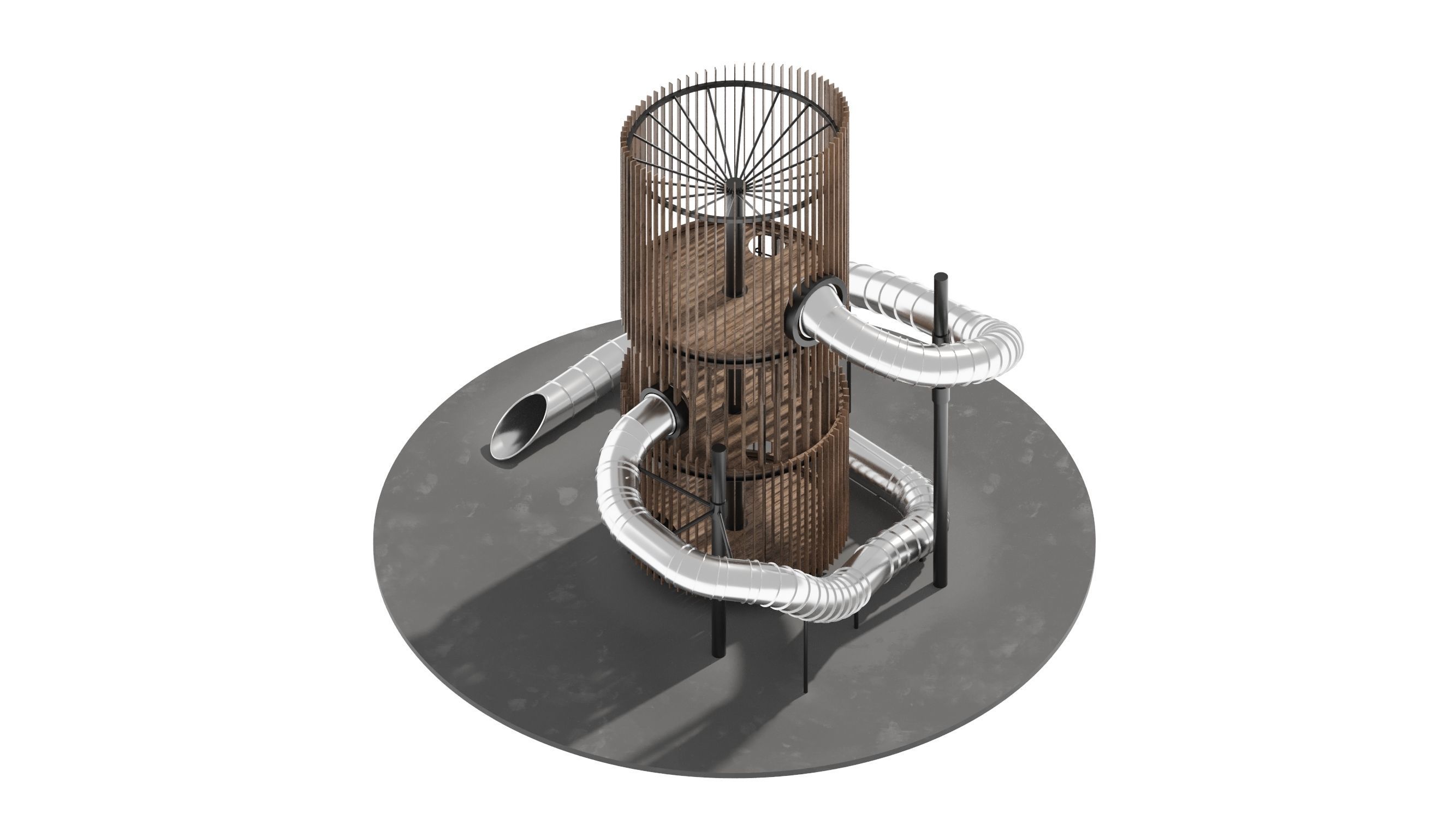 Playground 6 tower with pipe in middle 3D model_22