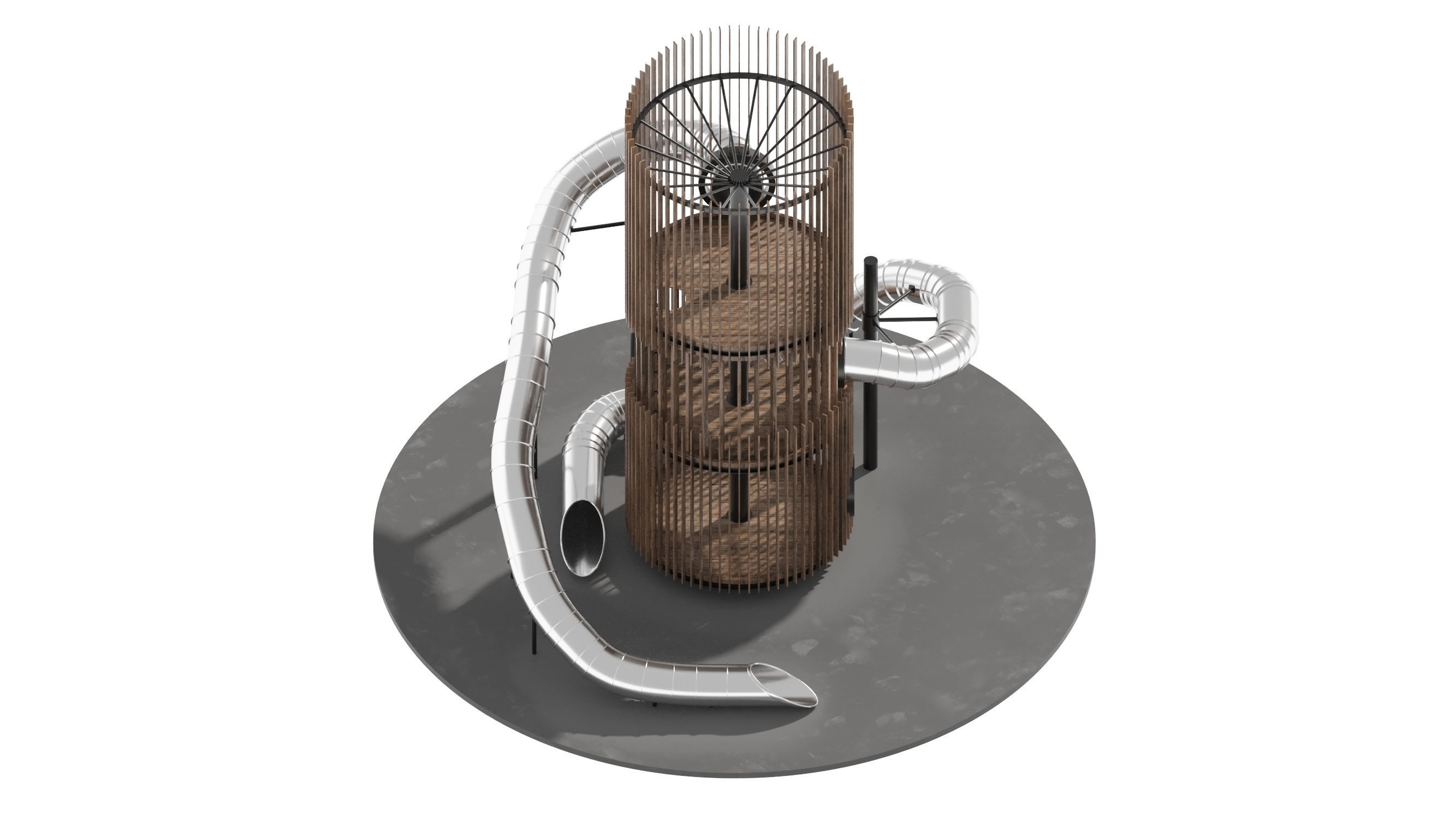 Playground 6 tower with pipe in middle 3D model_7
