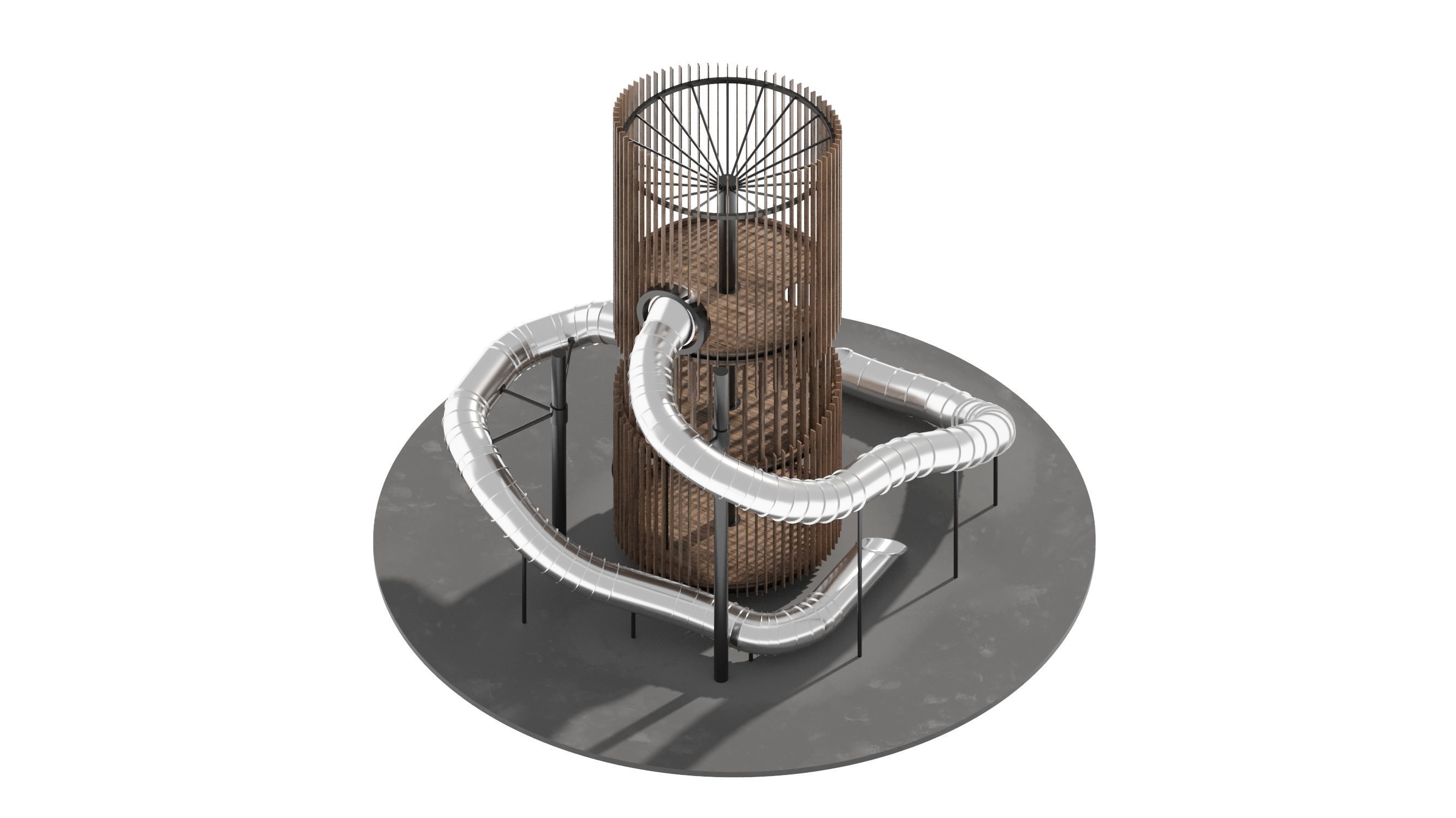Playground 6 tower with pipe in middle 3D model_17